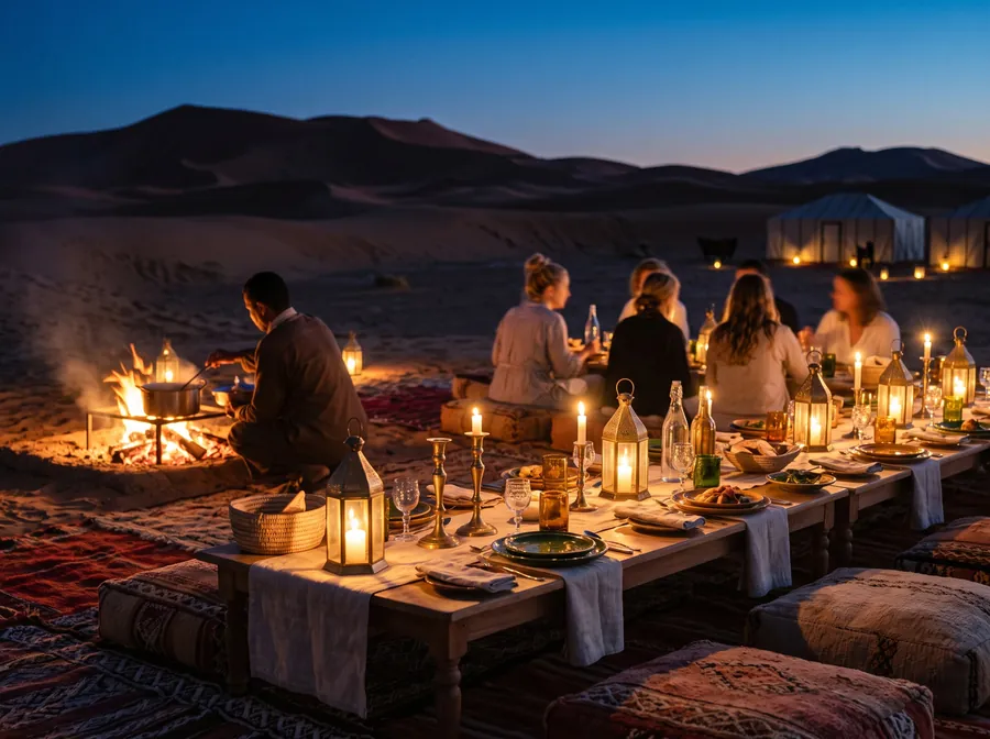 Cena en campamento del desierto